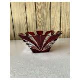 Red and Clear Art Glass Bowl