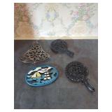 Lot of Decorative Cast Iron Trivets (4 Pieces)