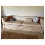 Floral Upholstered Sofa with Throw Pillows
