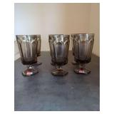 Set of Six Fostoria Virginia Smoke Grey Water Goblets