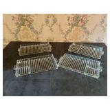 Set of 4 Clear Glass Ribbed Serving Trays