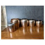 Set of Five Copper Kitchen Canisters