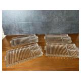 Set of Four Clear Glass Serving Trays with Handles
