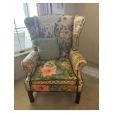 Upholstered Wingback Armchair and Fabric Art Doll