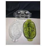 Three Decorative Glass Serving Dishes