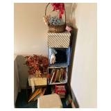 Household Items with Step Stool, Books, and Basket