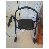 Drive Medical Blue Folding Walker with Seat