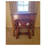 Wood Sewing Table with Chair and Accessories