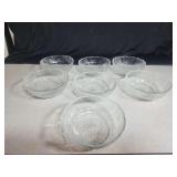 Set of 7 Small Glass Bowls with Embossed Detail