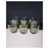 Set of Six Olive Green Glass Tumblers