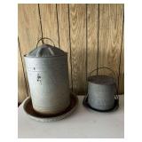 Set of Two Metal Poultry Feeders