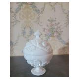 Milk Glass Covered Compote