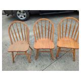 3 Wooden Spindle Back Chairs