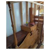 Wooden Bedroom Set with Four-Poster Bed Frame
