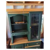 Green Wood Hutch with Drawers and Shelving