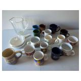 Collection of Mugs, Pitcher, and Corningware Dish