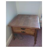 Wood End Table with Drawers