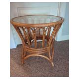 Rattan Accent Table with Glass Top