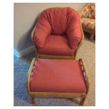 Rattan Chair with Ottoman