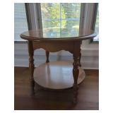 Round Wooden Side Table with Shelf
