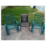 Vintage Metal Outdoor Chairs (Set of Three)