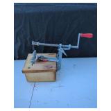 Apple Peeler Corer Slicer on Wooden Box Base