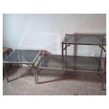 Glass and Metal Three-Tiered Table Set