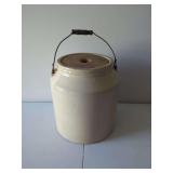 Stoneware Jar with Wood Lid and Wire Handle