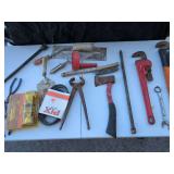 Tools Including Wrenches, Axe, and Trowels