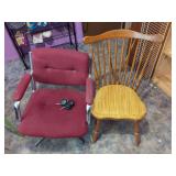 Two Chairs: Spindle Back Dining Chair and Swivel Desk Chair with Casters