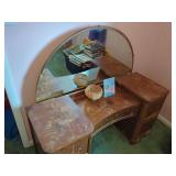 Wooden Vanity with Mirror and Drawers