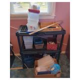 Shelving Unit with Baskets, Storage Containers, and Drawer Organizer