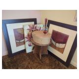 Framed Leaf Prints and Flower Painting
