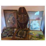 Assorted Wall Decor, Clocks, and Art