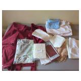 Assorted Household Items: Tablecloth, Curtains, Towels, and More