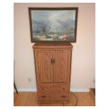 Wood Armoire with Painting
