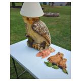 Owl Lamp with Two Owl Wall Decorations
