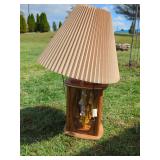 Wooden Table Lamp with Chandelier Style Accent