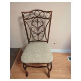 Wrought Iron Style Chair with Floral Seat