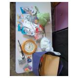 Various Items Including Clock, Chains, Hooks, Hardware