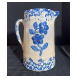Blue Decorated Stoneware Pitcher
