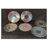 6 Carnival Glass Plates