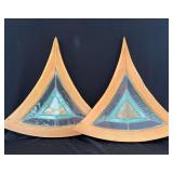 Triangle Wood Framed Stained Glass Panels