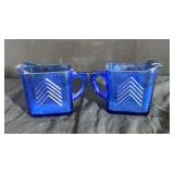 Blue Glass Creamer Set
