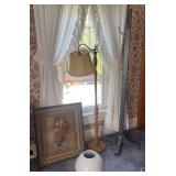 Floor Lamp, Painting, and Coat Rack