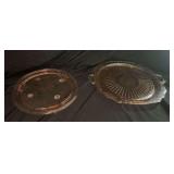 2 Pink Glass Serving Plates