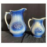 Blue and White Floral Pitcher Set
