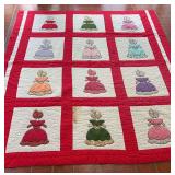 Red & White Girl Dress Applique Quilt