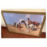Framed Frederic Remington "The Smoke Signal" Print