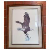 Framed Eagle Art Print Signed Hugh Mactie